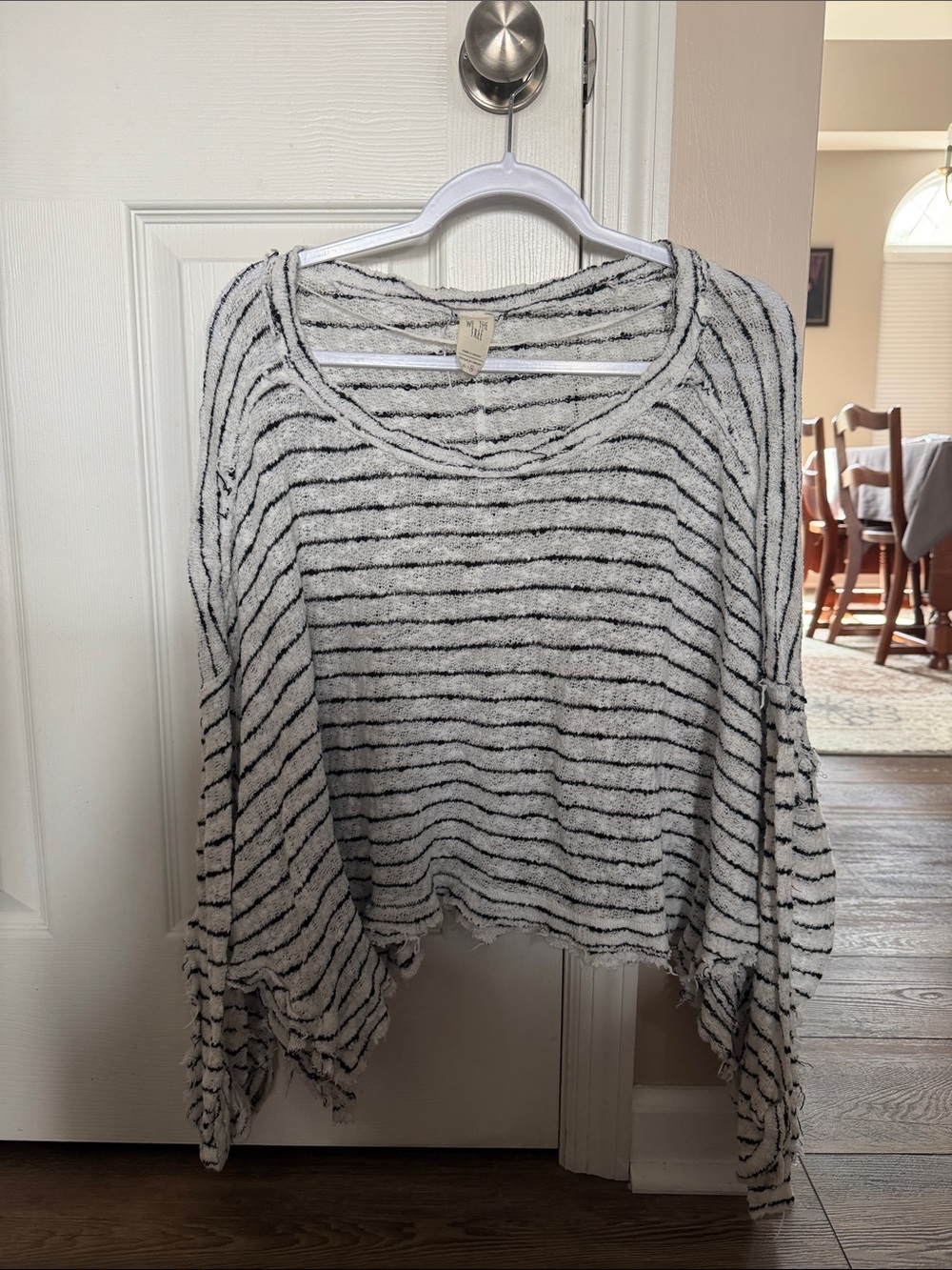We The Free Black and White Striped Lightweight Pullover